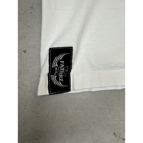 Four Fatherz Winged Skull And Dagger Y2K Hip Hop White T-Shirt - XXL - Picture 5 of 11